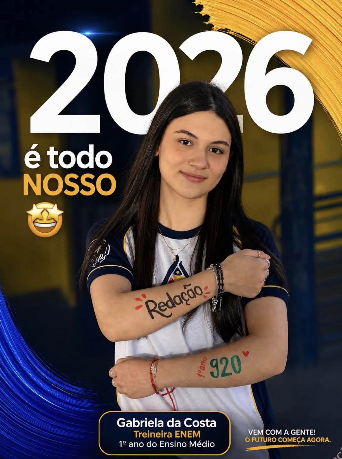 Estudante do Ensino Médio do Cefron na campanha de preparação para o ENEM